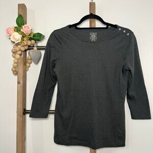 LL Bean 3/4‎ Sleeve Gray Shirt Size X Small